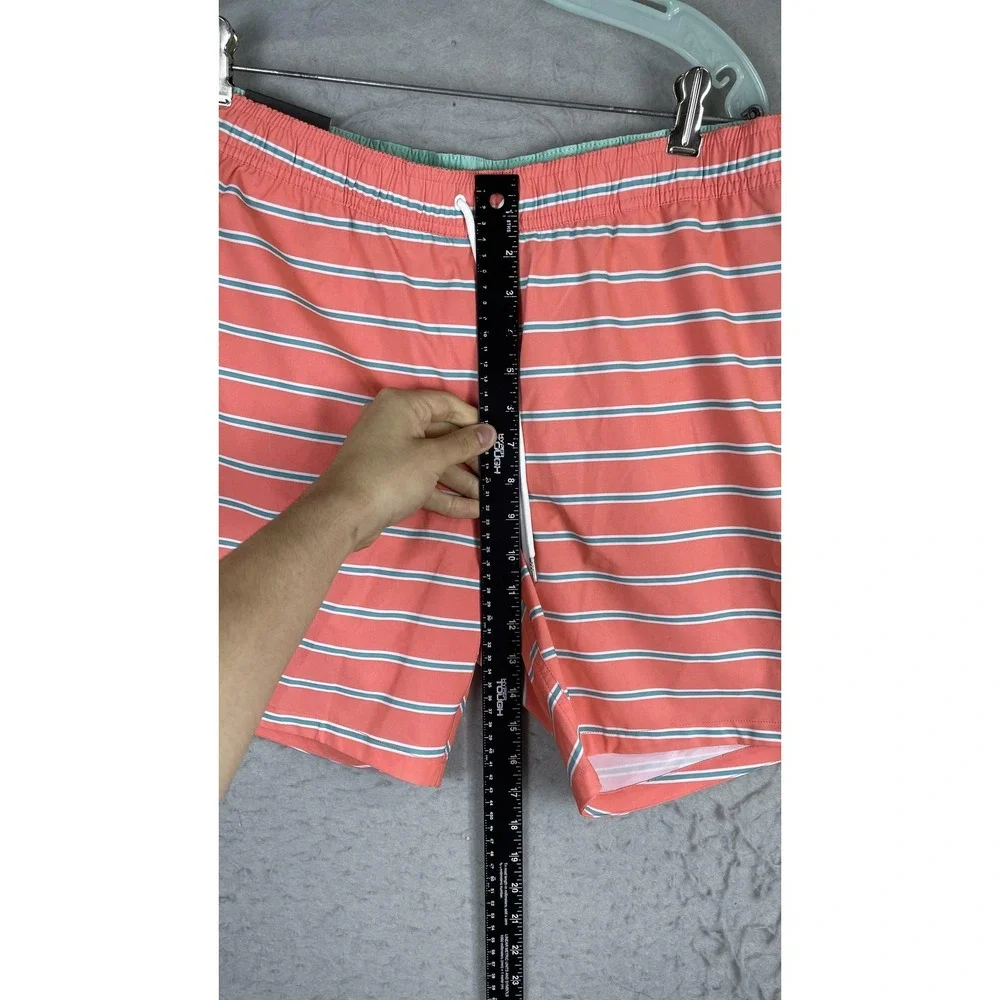Bonobos Shorts Mens Medium Pink Stripe 7 Inseam Swim Trunks Quick Dry Drawstring